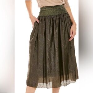 NWT J. McLaughlin Theda Bronze Metallic A-Line Midi Skirt Size Medium Gold Black